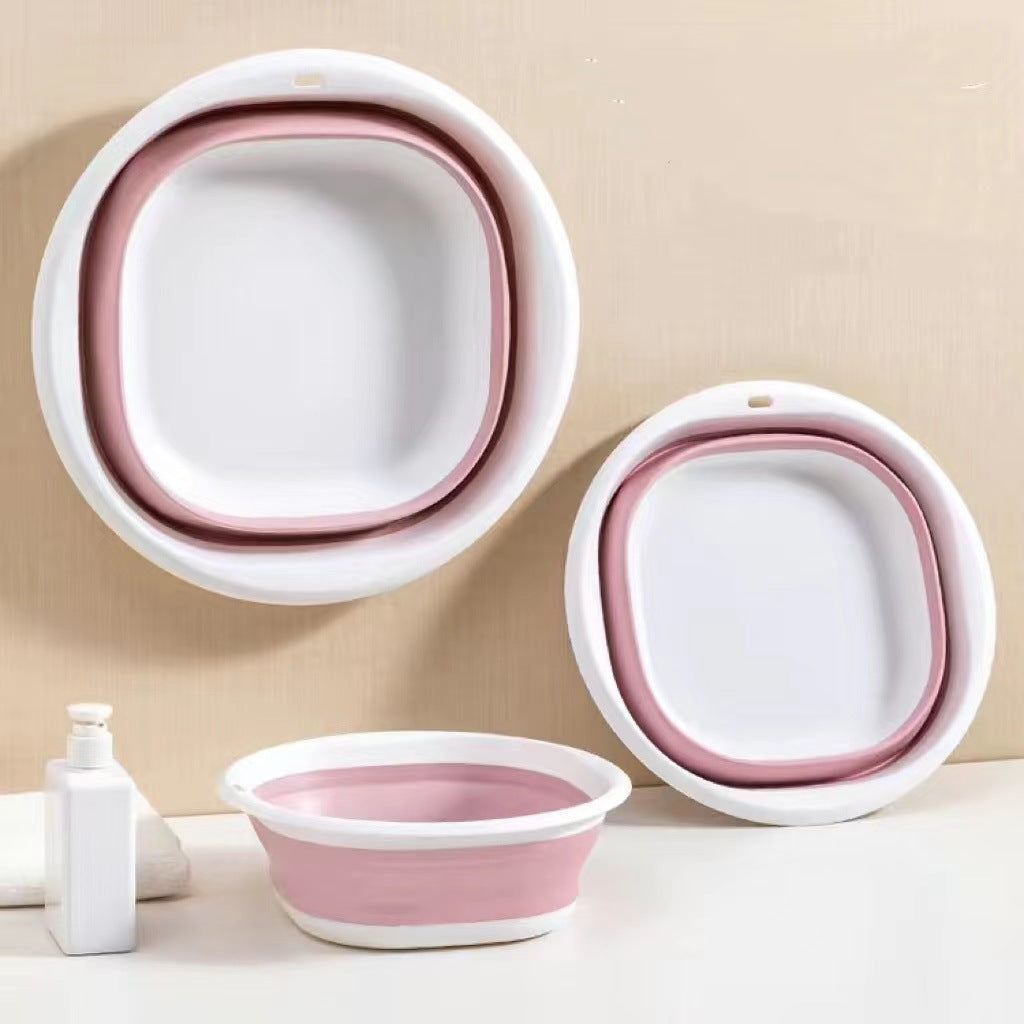 Portable Silicone Foldable Washbasin Vegetable Washing Basin Student Dormitory Plastic Foot Washing Basin Multi-purpose Basin