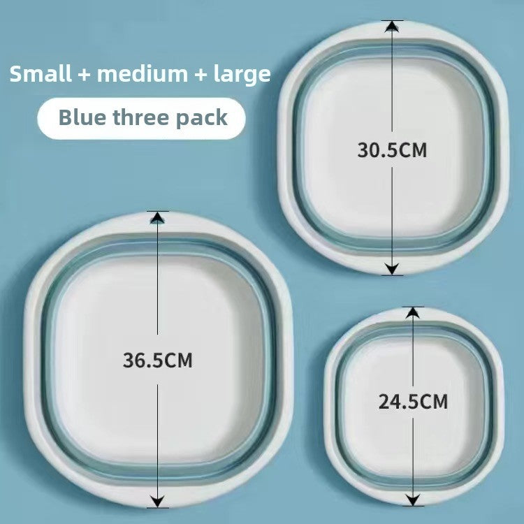 Portable Silicone Foldable Washbasin Vegetable Washing Basin Student Dormitory Plastic Foot Washing Basin Multi-purpose Basin