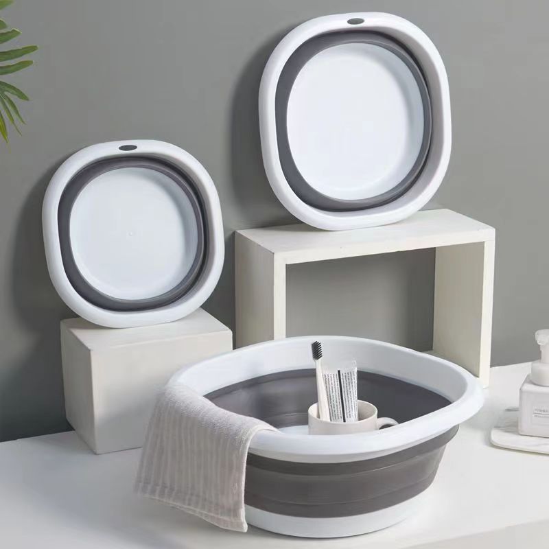 Portable Silicone Foldable Washbasin Vegetable Washing Basin Student Dormitory Plastic Foot Washing Basin Multi-purpose Basin